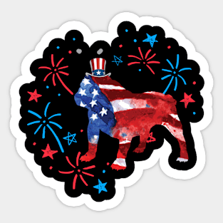 Bulldog Uncle Sam Hat 4Th Of July Sticker